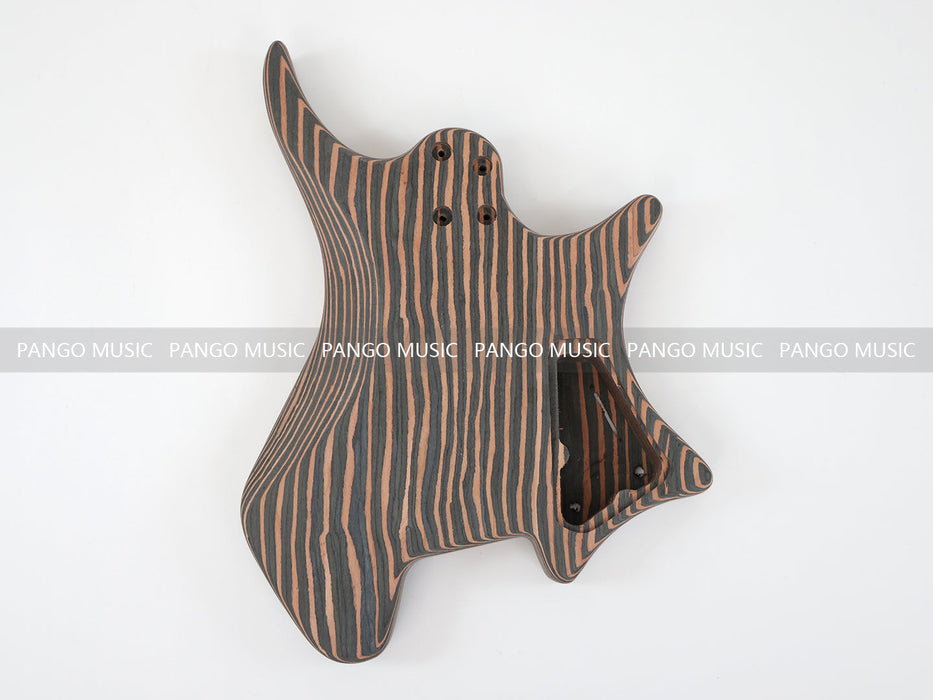 Headless Left Hand All Zebrawood DIY Electric Guitar Kit (ZQN-017F)