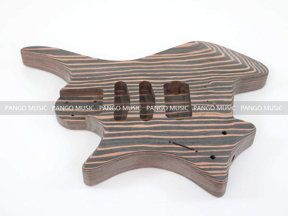 Headless Left Hand All Zebrawood DIY Electric Guitar Kit (ZQN-017F)