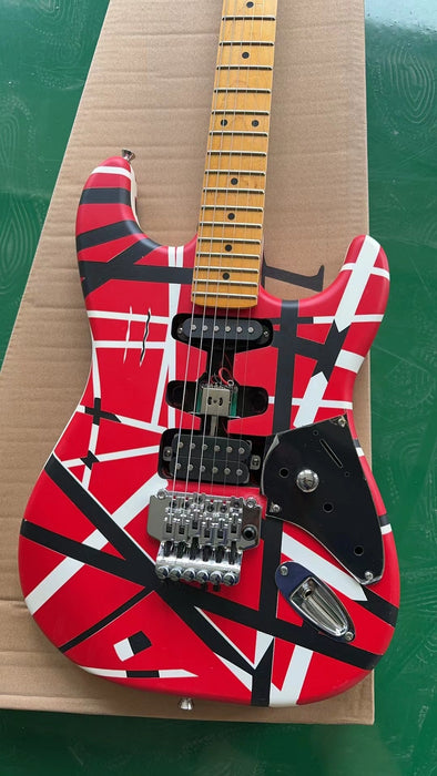 Van Halen Style Heavy Relic Red Electric Guitar with Black White Stripes (ZQN-650)