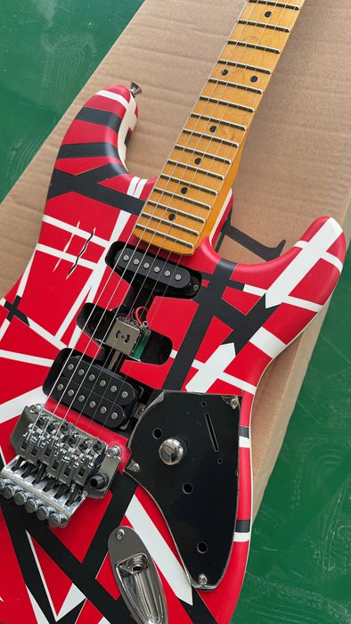 Van Halen Style Heavy Relic Red Electric Guitar with Black White Stripes (ZQN-650)