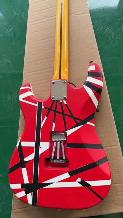 Van Halen Style Heavy Relic Red Electric Guitar with Black White Stripes (ZQN-650)