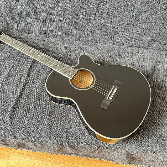 40 Inch Thin Body Black Acoustic Guitar with LED EQ (QAG-2304)