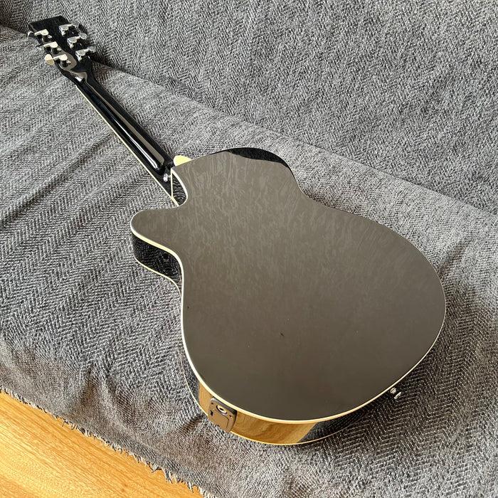 40 Inch Thin Body Black Acoustic Guitar with LED EQ (QAG-2304)