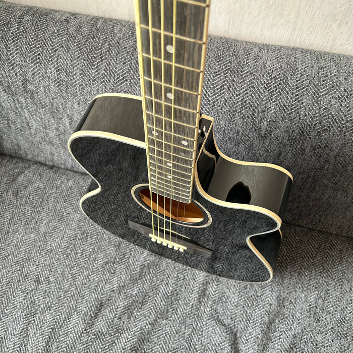 40 Inch Thin Body Black Acoustic Guitar with LED EQ (QAG-2304)