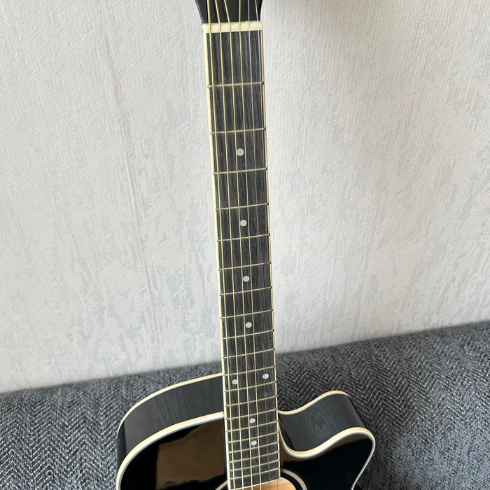 40 Inch Thin Body Black Acoustic Guitar with LED EQ (QAG-2304)