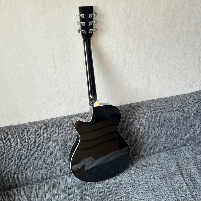 40 Inch Thin Body Black Acoustic Guitar with LED EQ (QAG-2304)