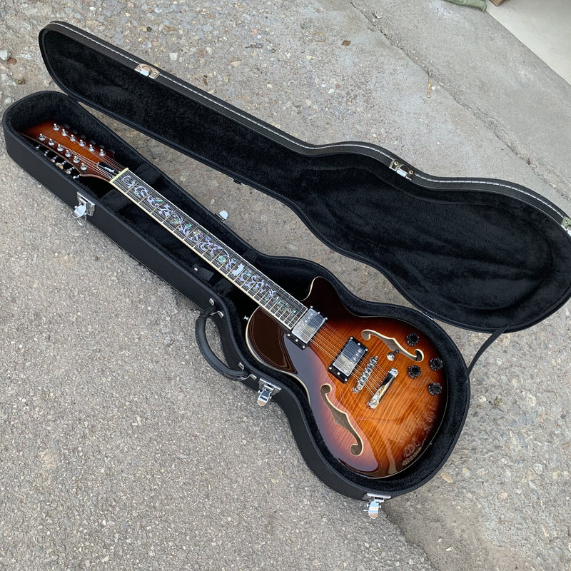 12-String Semi-Hollow Body Electric Guitar with Flamed Maple Top (YMZ-230)