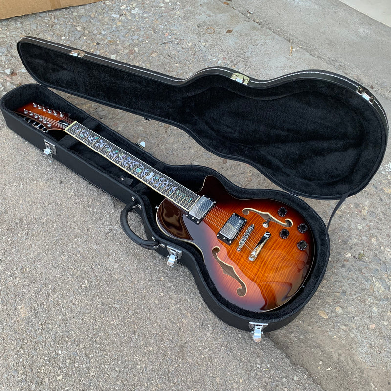 12-String Semi-Hollow Body Electric Guitar with Flamed Maple Top (YMZ-230)