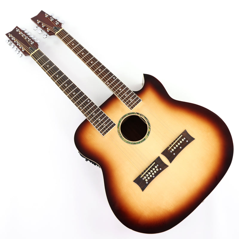 Pango Music Double Neck 6 & 12 String Cutaway Acoustic-Electric Guitar (PDN-1217)