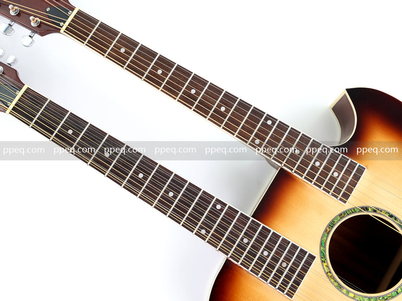 Pango Music Double Neck 6 & 12 String Cutaway Acoustic-Electric Guitar (PDN-1217)