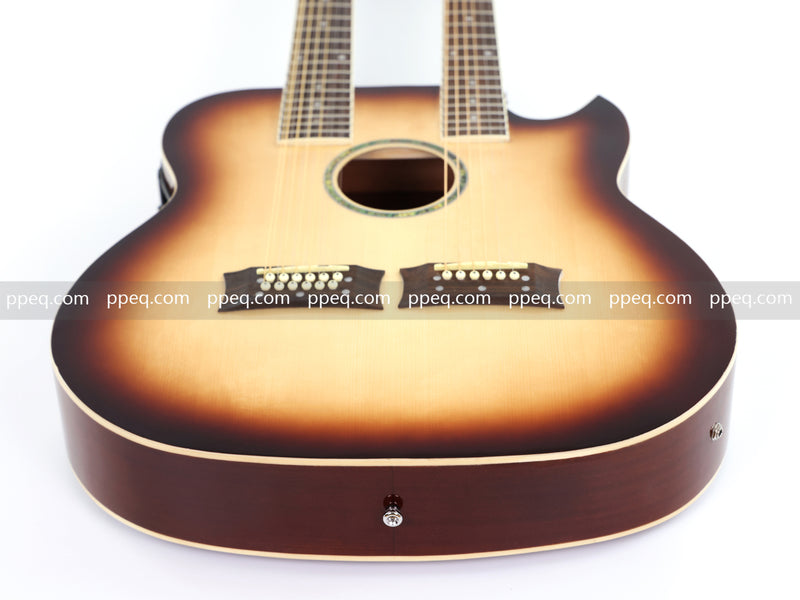 Pango Music Double Neck 6 & 12 String Cutaway Acoustic-Electric Guitar (PDN-1217)