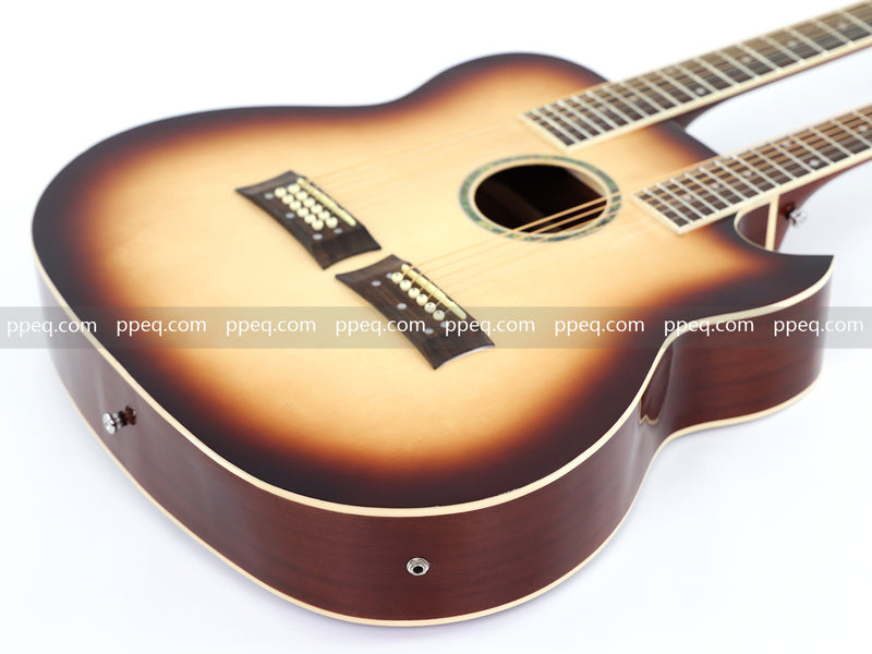 Pango Music Double Neck 6 & 12 String Cutaway Acoustic-Electric Guitar (PDN-1217)