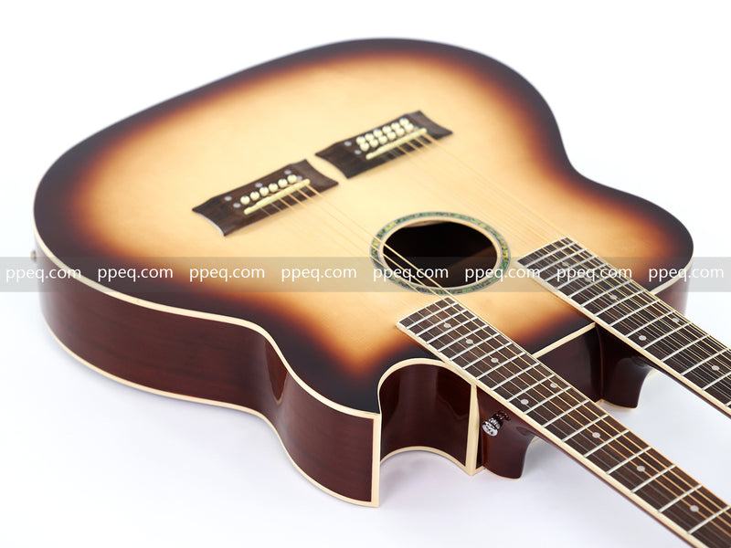 Pango Music Double Neck 6 & 12 String Cutaway Acoustic-Electric Guitar (PDN-1217)