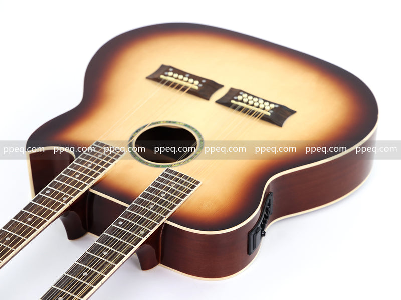 Pango Music Double Neck 6 & 12 String Cutaway Acoustic-Electric Guitar (PDN-1217)