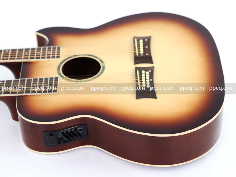 Pango Music Double Neck 6 & 12 String Cutaway Acoustic-Electric Guitar (PDN-1217)