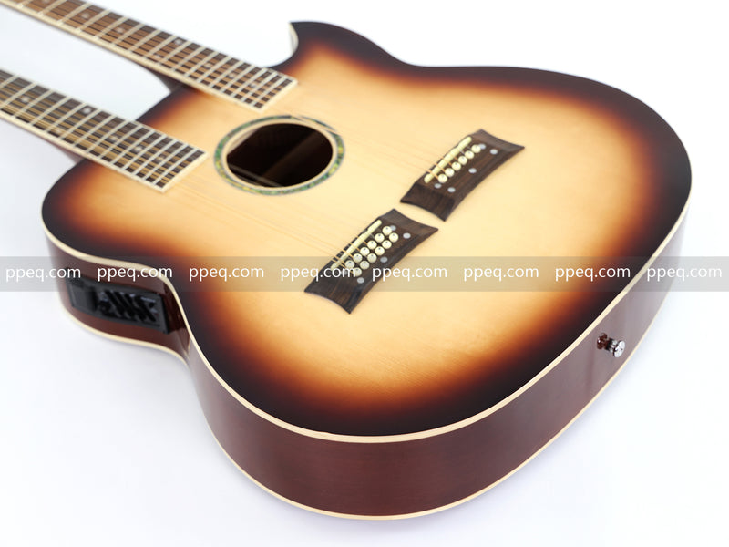 Pango Music Double Neck 6 & 12 String Cutaway Acoustic-Electric Guitar (PDN-1217)