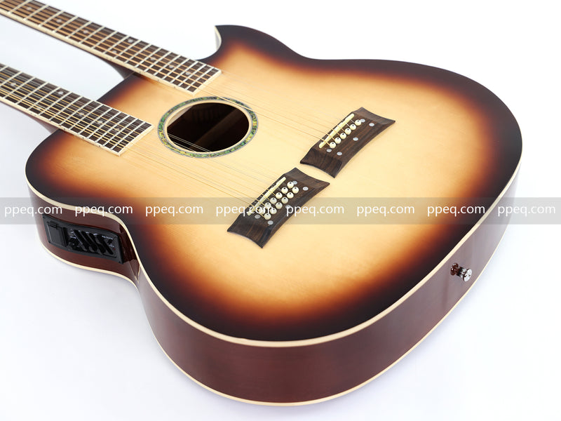 Pango Music Double Neck 6 & 12 String Cutaway Acoustic-Electric Guitar (PDN-1217)