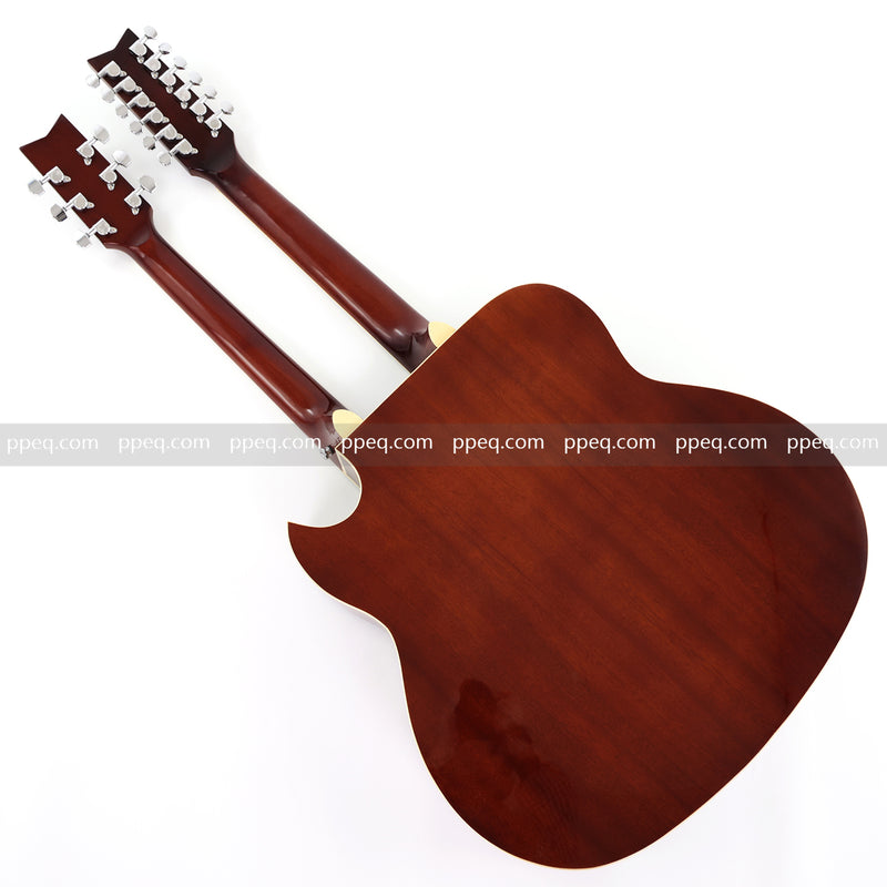 Pango Music Double Neck 6 & 12 String Cutaway Acoustic-Electric Guitar (PDN-1217)