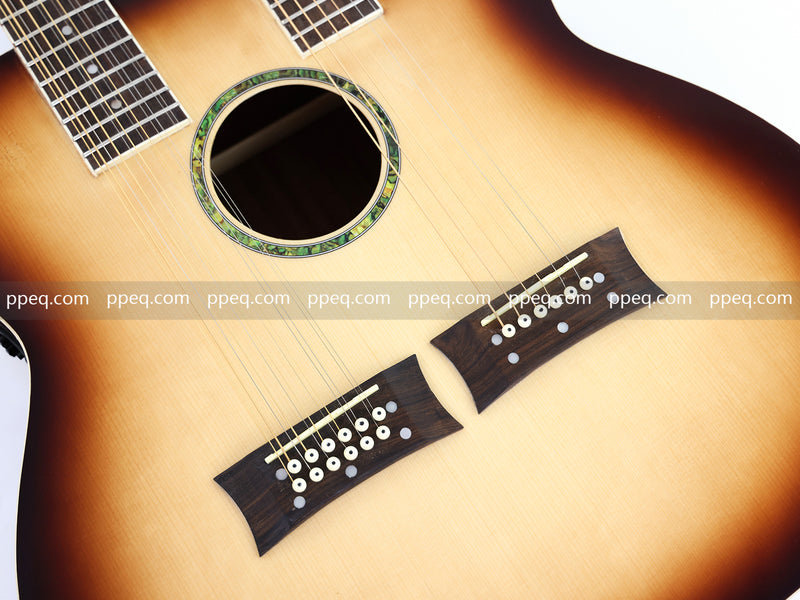 Pango Music Double Neck 6 & 12 String Cutaway Acoustic-Electric Guitar (PDN-1217)