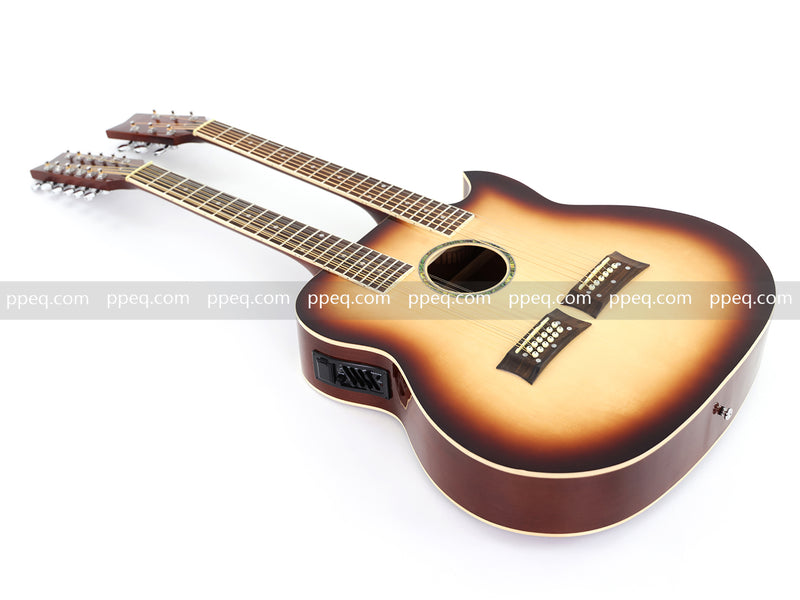 Pango Music Double Neck 6 & 12 String Cutaway Acoustic-Electric Guitar (PDN-1217)