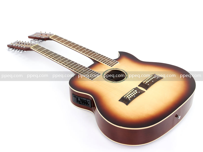 Pango Music Double Neck 6 & 12 String Cutaway Acoustic-Electric Guitar (PDN-1217)