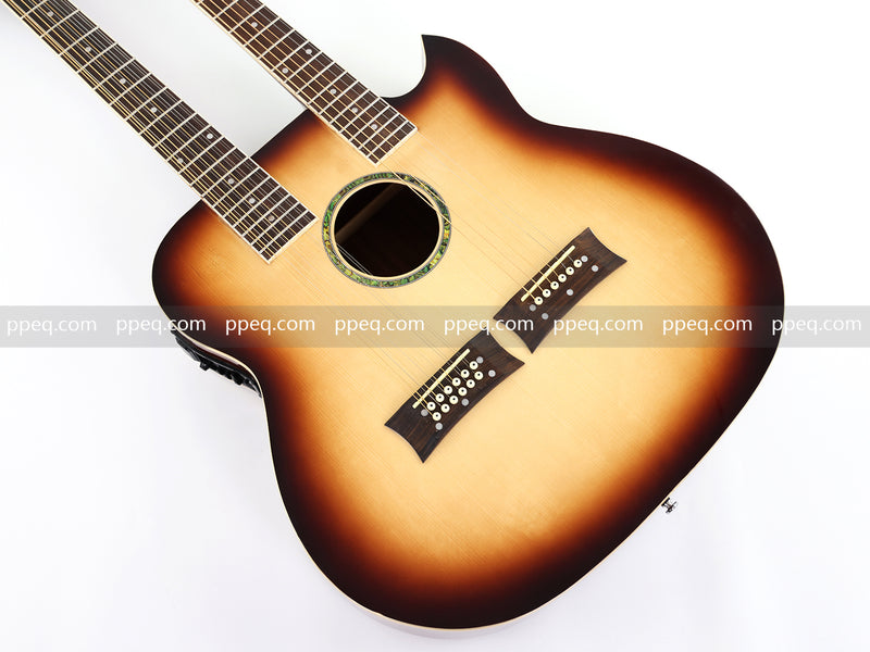 Pango Music Double Neck 6 & 12 String Cutaway Acoustic-Electric Guitar (PDN-1217)