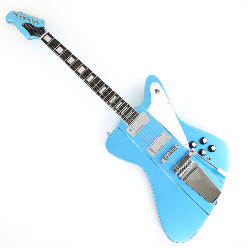 6-String Firebird Style Electric Guitar with Gloss Light Blue Finish(PHY-523)
