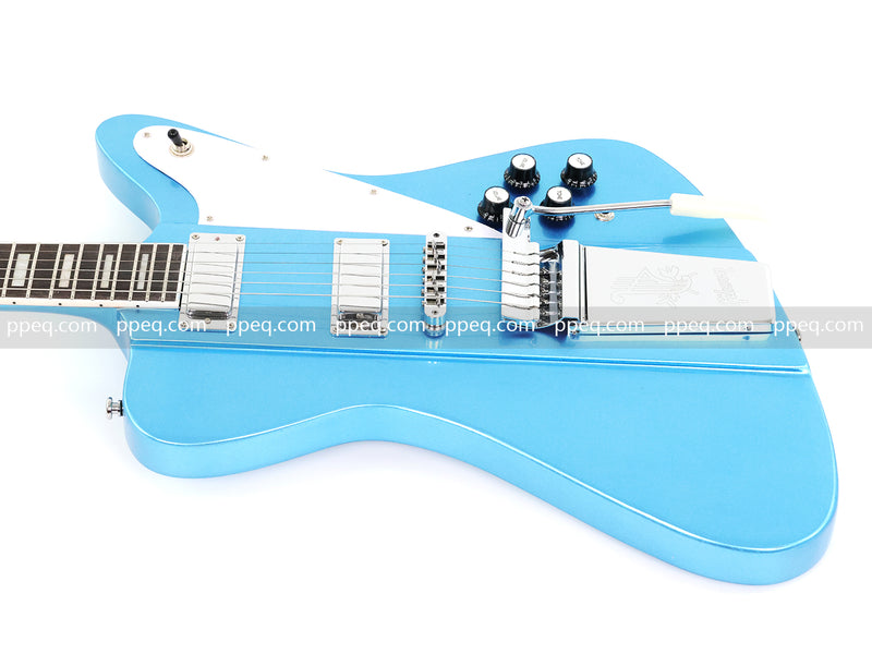 6-String Firebird Style Electric Guitar with Gloss Light Blue Finish(PHY-523)