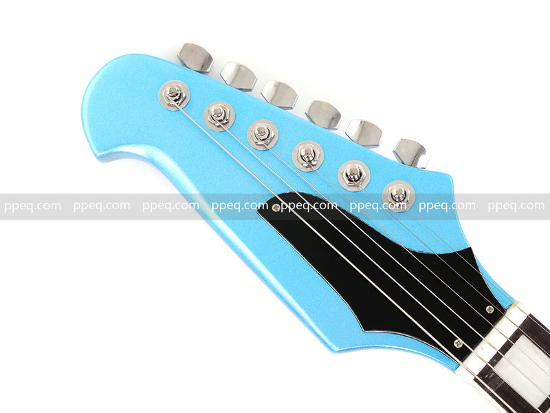 6-String Firebird Style Electric Guitar with Gloss Light Blue Finish(PHY-523)