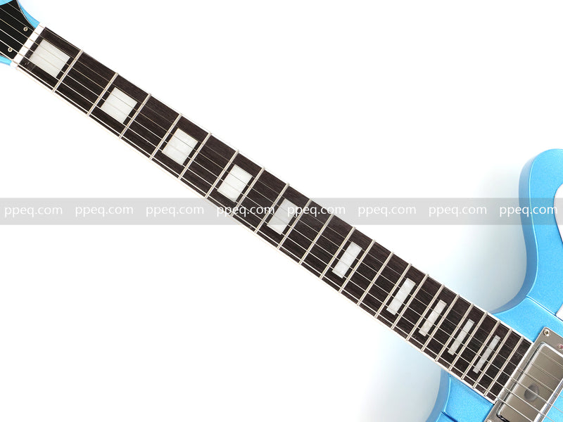 6-String Firebird Style Electric Guitar with Gloss Light Blue Finish(PHY-523)