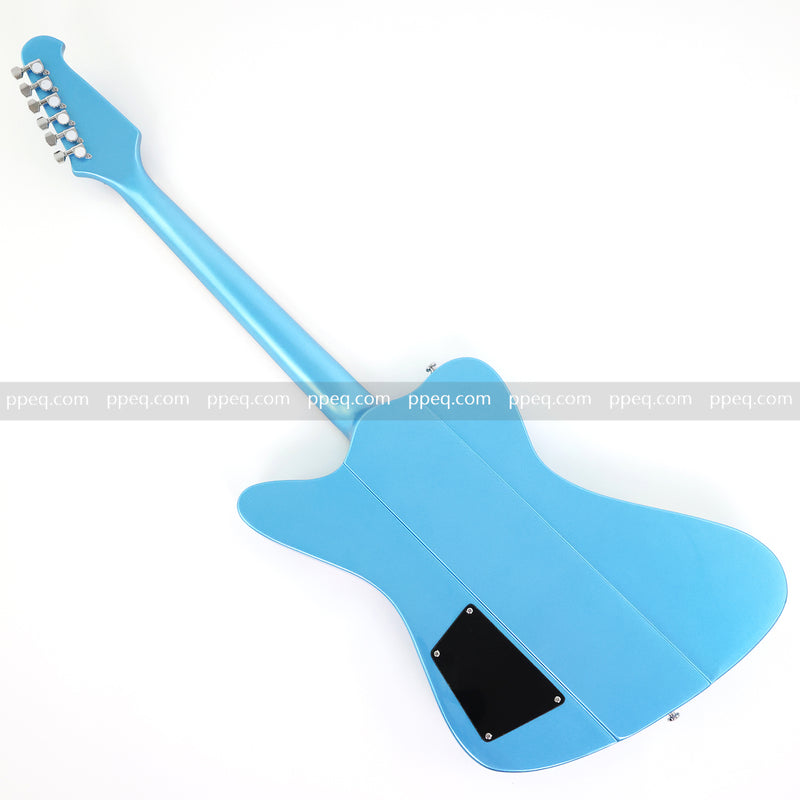 6-String Firebird Style Electric Guitar with Gloss Light Blue Finish(PHY-523)