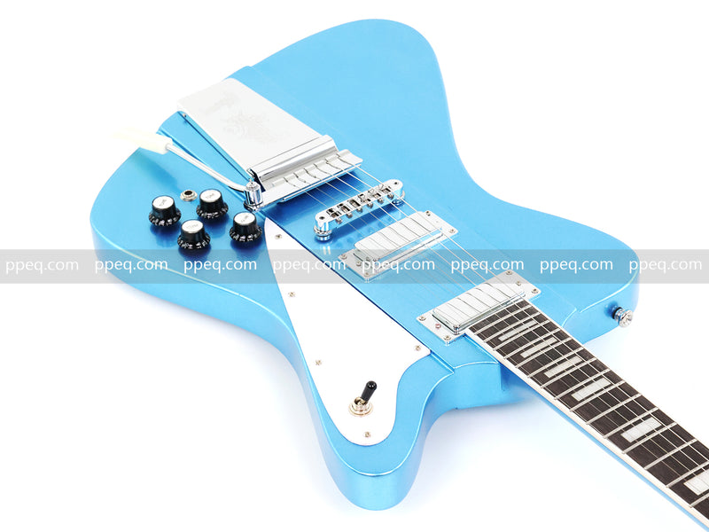 6-String Firebird Style Electric Guitar with Gloss Light Blue Finish(PHY-523)