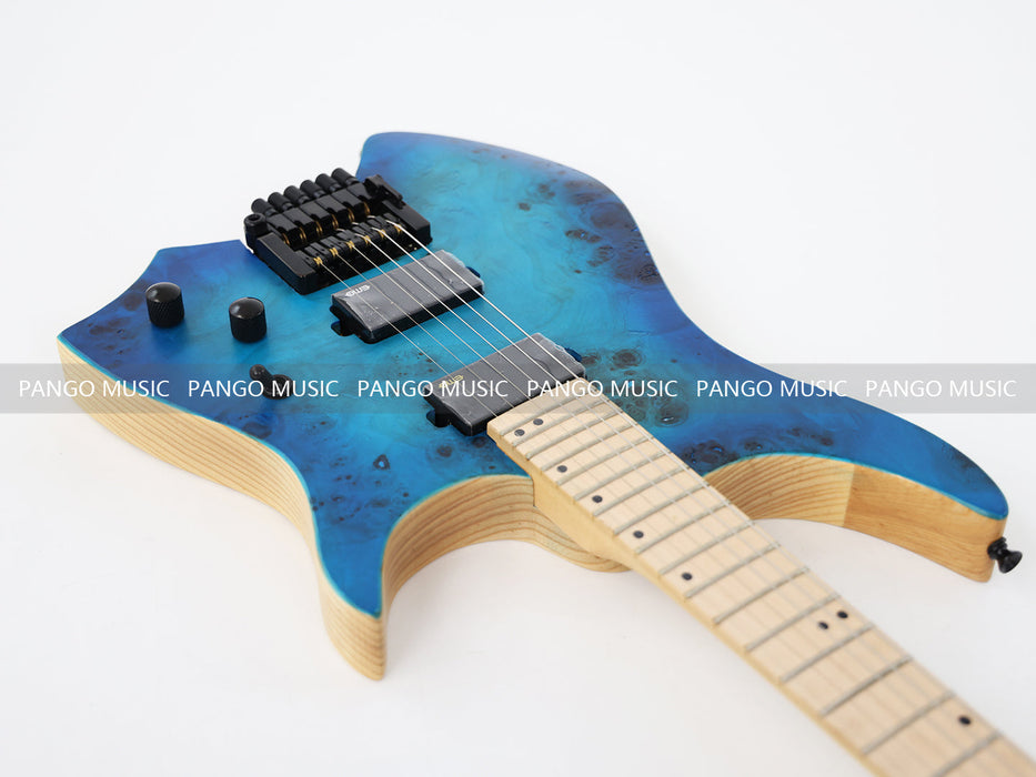 Ash Body Headless Electric Guitar with Burl Maple Top (PWT-726S)