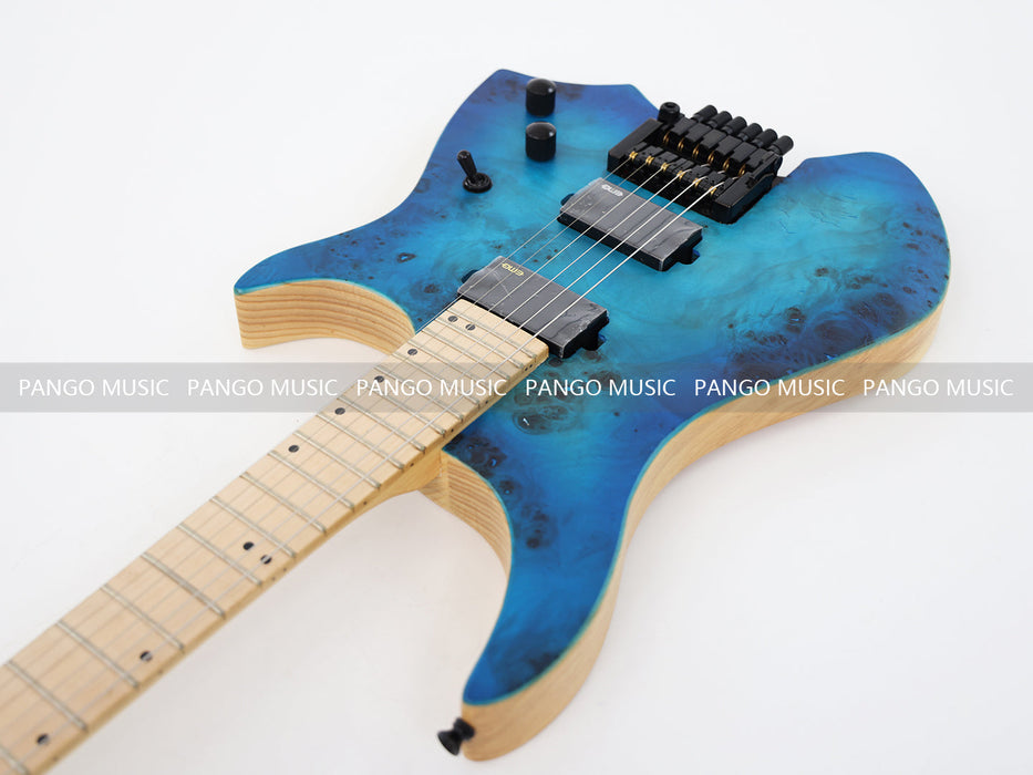 Ash Body Headless Electric Guitar with Burl Maple Top (PWT-726S)