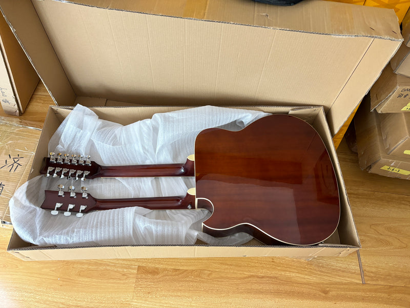 Pango Music Double Neck 6 & 12 String Cutaway Acoustic-Electric Guitar (PDN-1217)