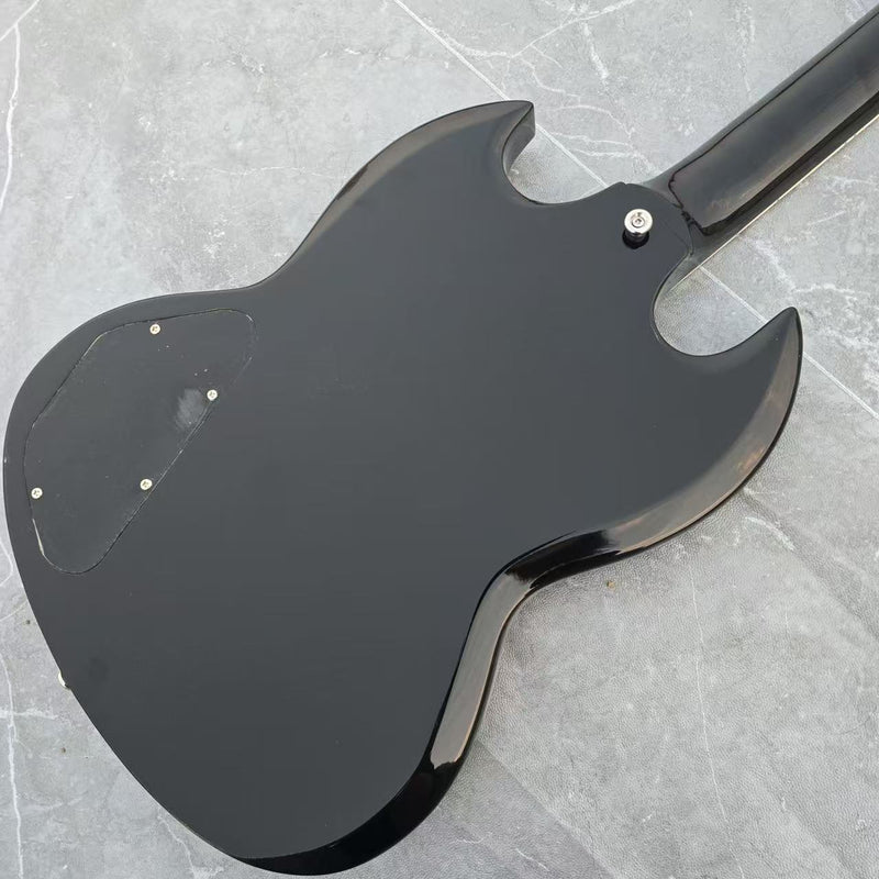 6-String SG-Style Electric Guitar with Gloss Black Finish (LYM-490-B, B Level)