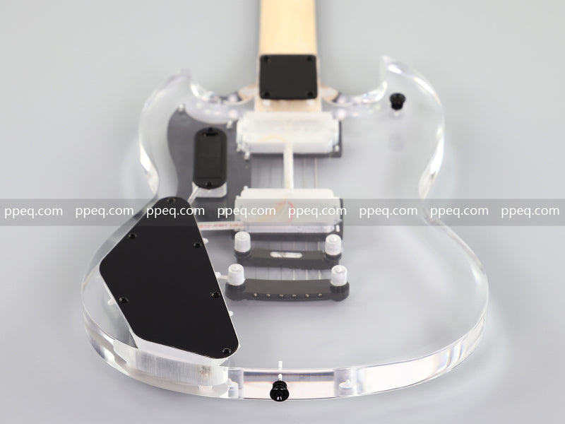SG Style Transparent Acrylic-Bodied Electric Guitar with Blue LED Lights (12336)