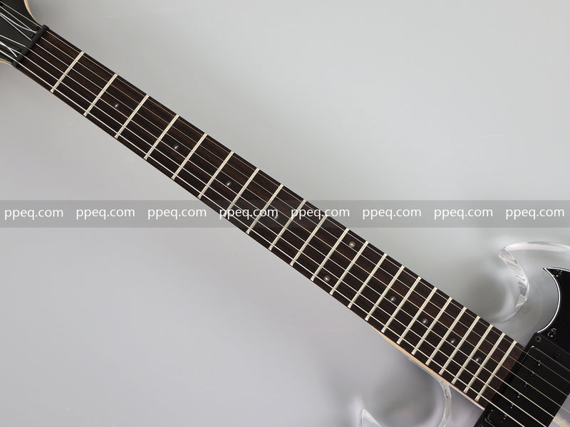 SG Style Transparent Acrylic-Bodied Electric Guitar with Blue LED Lights (12336)
