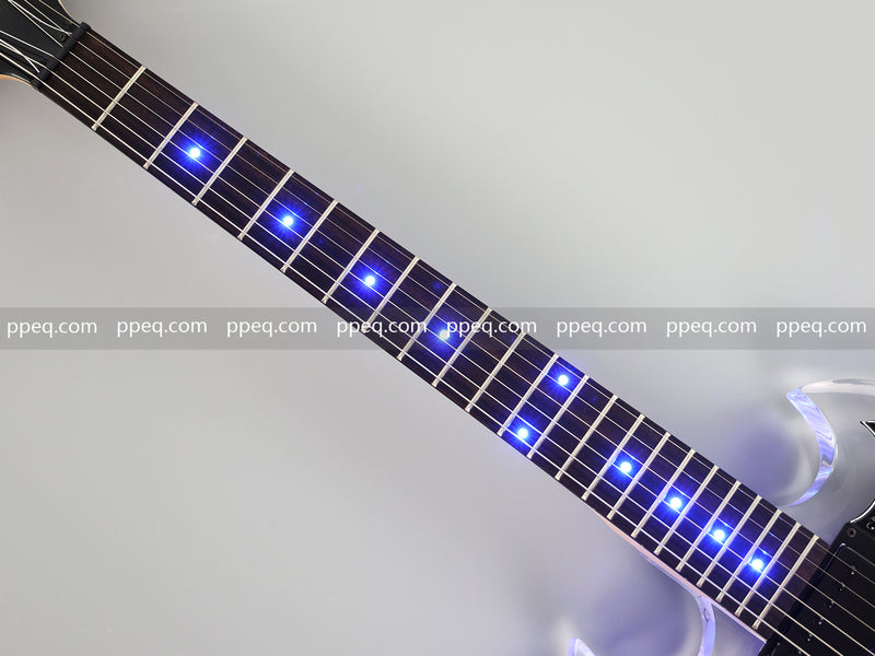 SG Style Transparent Acrylic-Bodied Electric Guitar with Blue LED Lights (12336)