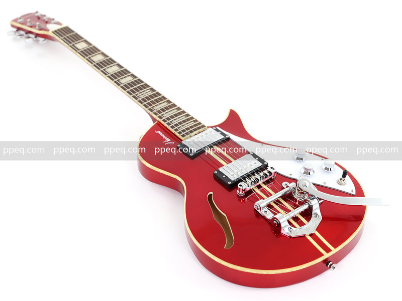 Semi-Hollow Body Electric Guitar with Gloss Red Metallic Finish (X717, B Level)