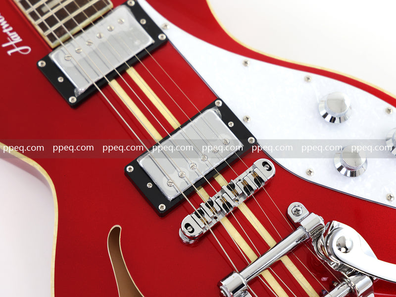 Semi-Hollow Body Electric Guitar with Gloss Red Metallic Finish (X717, B Level)