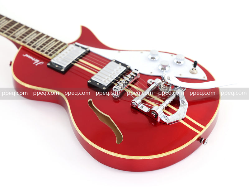 Semi-Hollow Body Electric Guitar with Gloss Red Metallic Finish (X717, B Level)