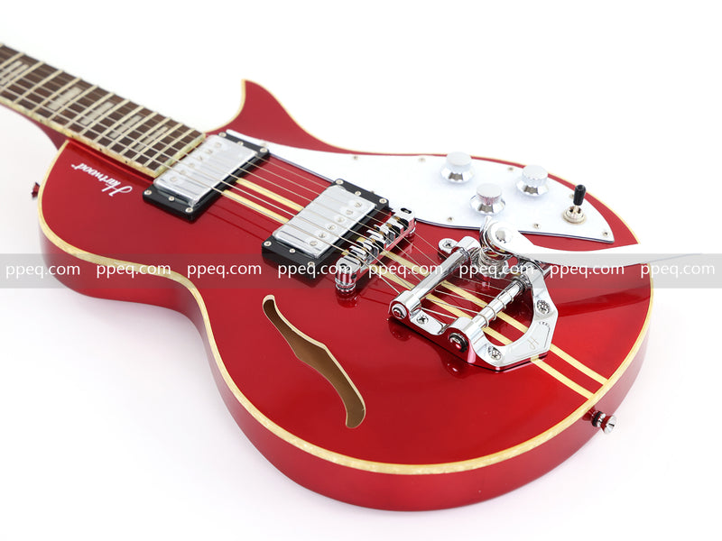 Semi-Hollow Body Electric Guitar with Gloss Red Metallic Finish (X717, B Level)