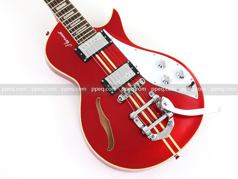 Semi-Hollow Body Electric Guitar with Gloss Red Metallic Finish (X717, B Level)