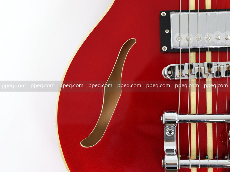 Semi-Hollow Body Electric Guitar with Gloss Red Metallic Finish (X717, B Level)