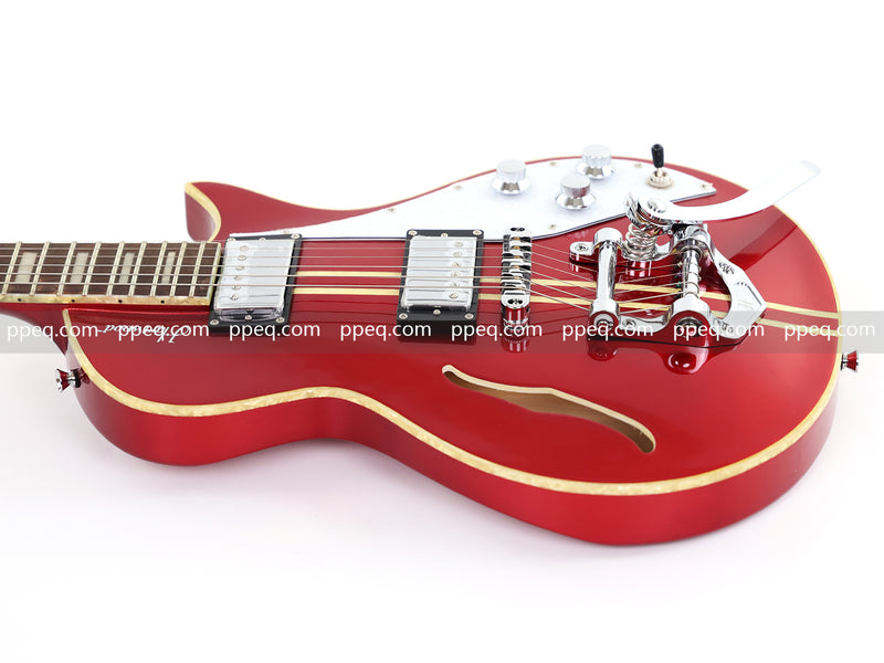 Semi-Hollow Body Electric Guitar with Gloss Red Metallic Finish (X717, B Level)