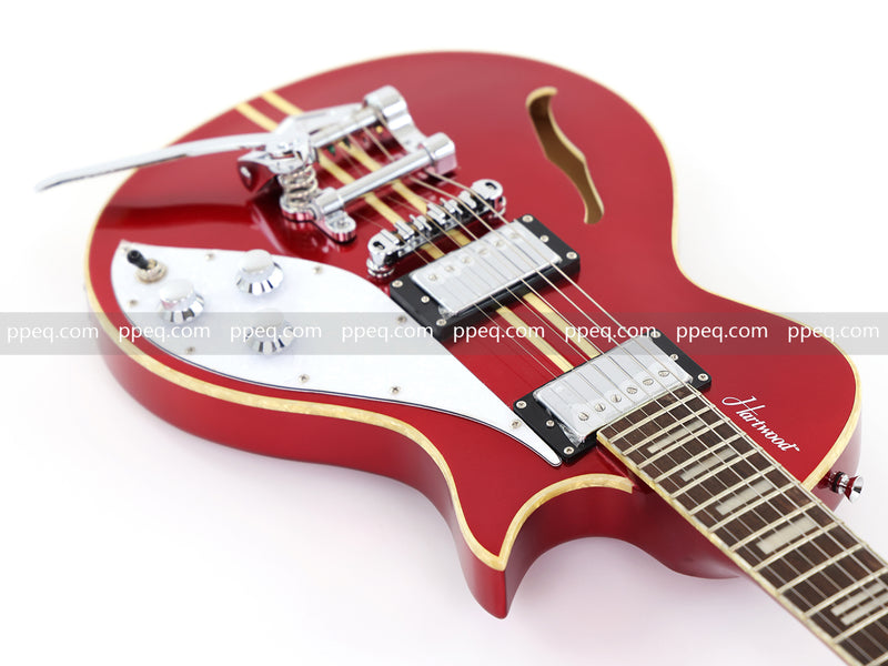 Semi-Hollow Body Electric Guitar with Gloss Red Metallic Finish (X717, B Level)