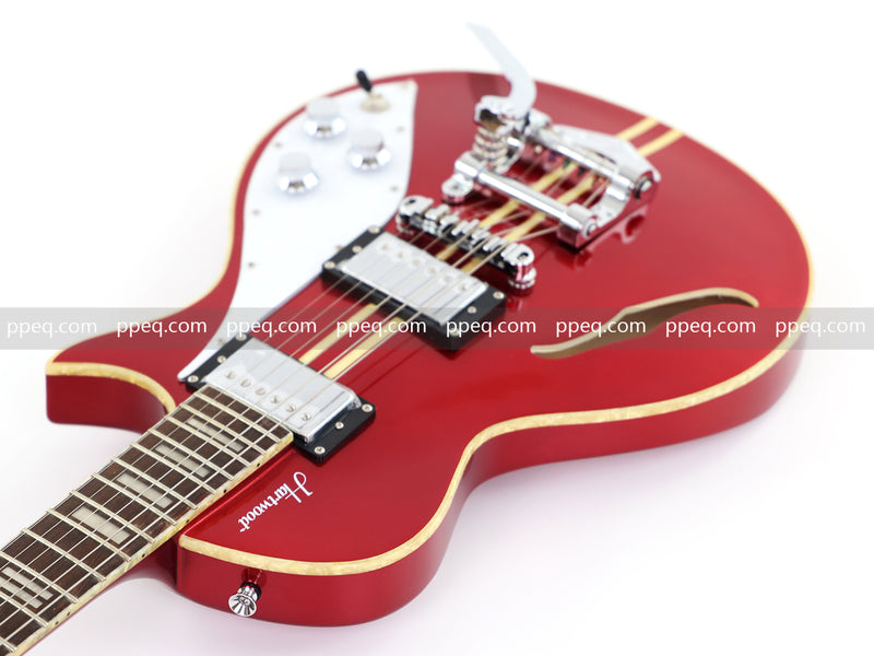Semi-Hollow Body Electric Guitar with Gloss Red Metallic Finish (X717, B Level)