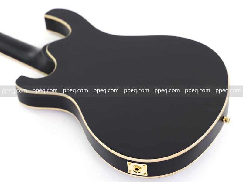 Semi-Hollow Body Electric Guitar with Matte Black Finish (HY-2563)