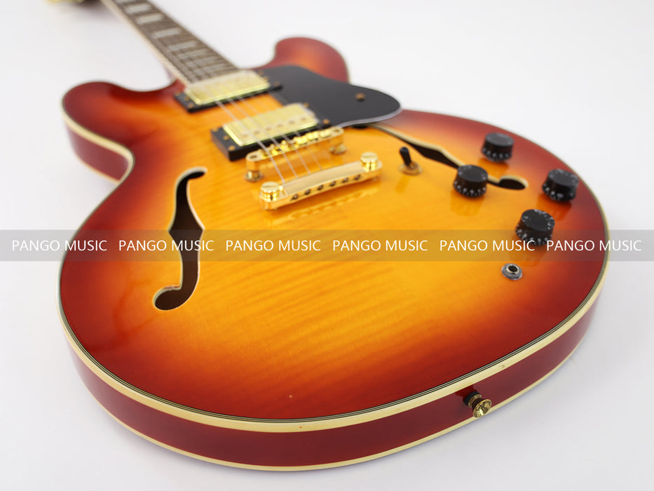 Semi Hollow Body Electric Guitar with Flamed Maple Top (GKS-029)